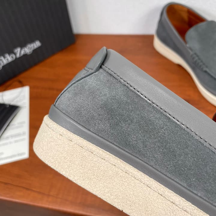 Zegna Men's Suede Leather Slip-On Loafers in Black Suede Loafer
