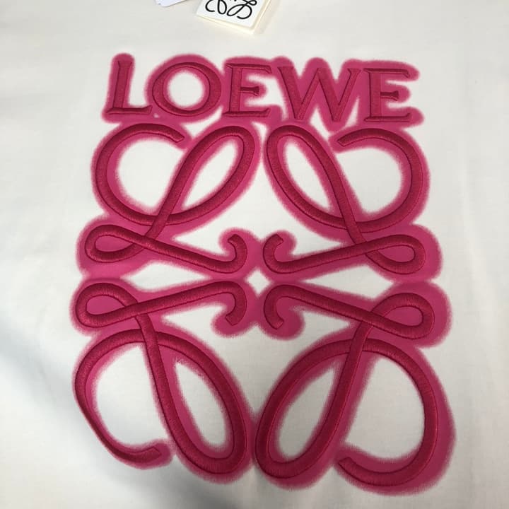 Loewe Embroidered Logo Cotton T-Shirt in Apricot