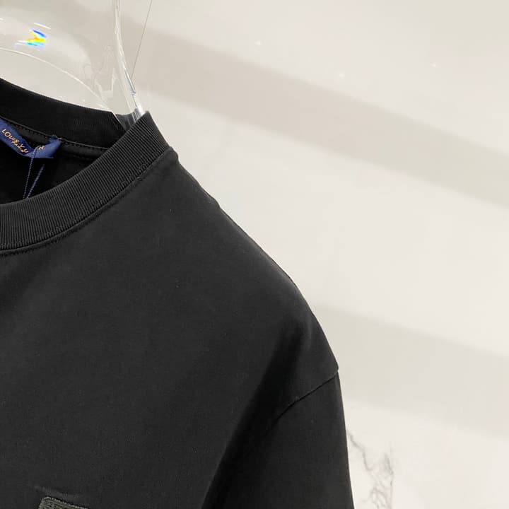 Louis Vuitton Washed Cotton Logo Embroidery T-Shirt in Black