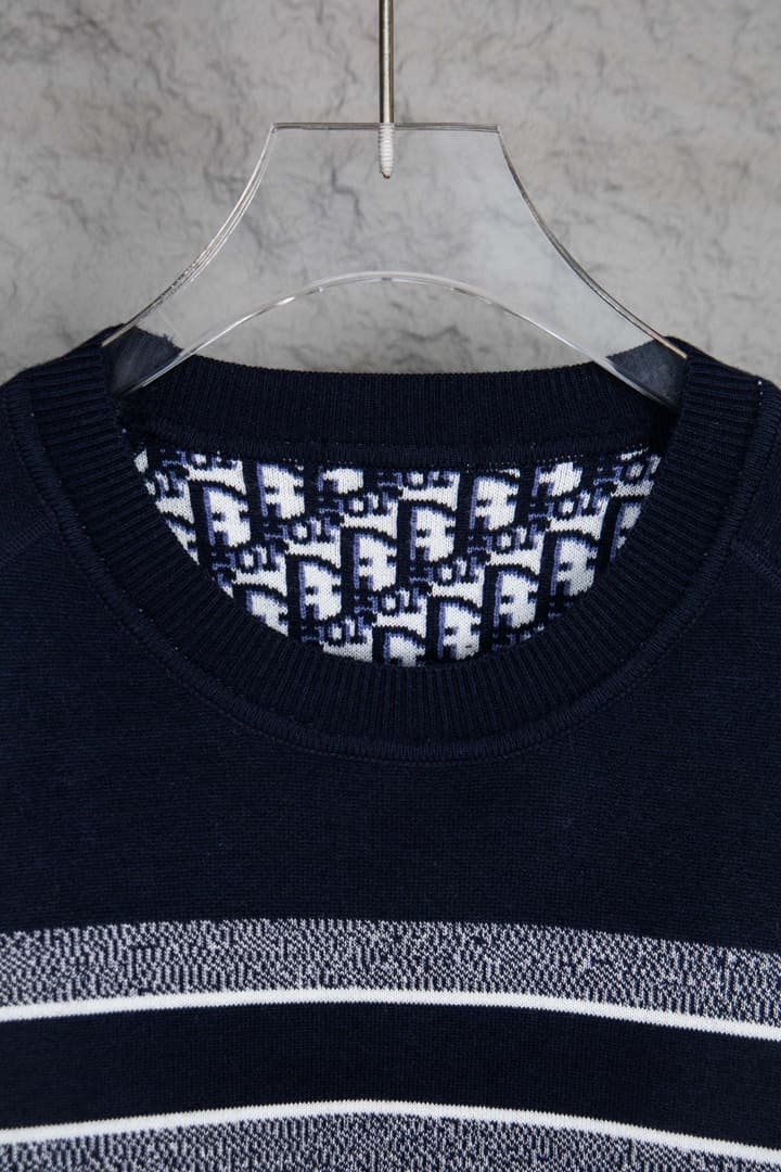 Dior Monogram Double-Sided Jacquard Crewneck Sweater – 24SS in Navy Monogram Pattern