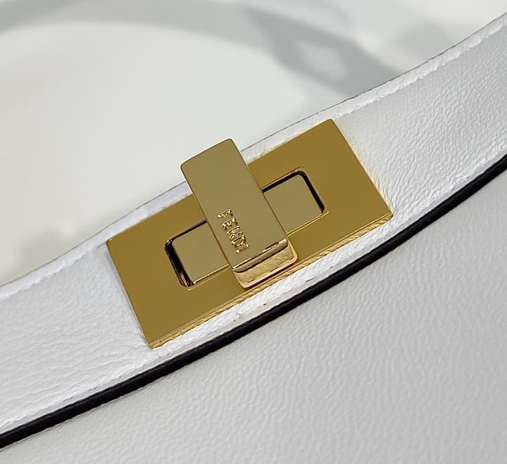 Fendi Peekaboo I See You Petite Handbag in Light Gray With Black Trim