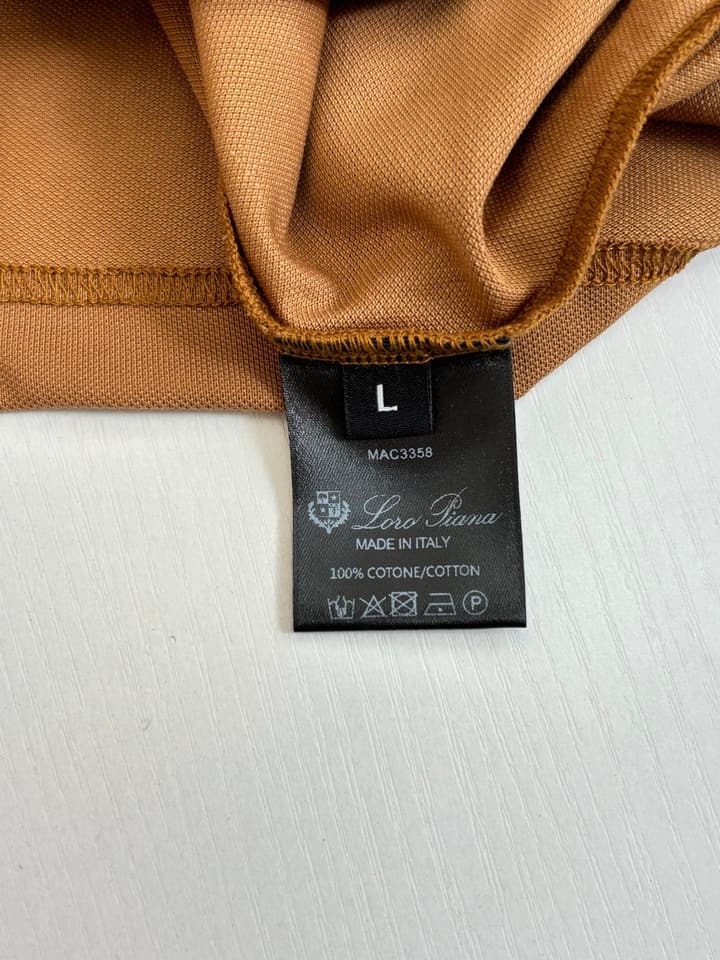 Loro Piana LP Logo Embroidered Pique Cotton Polo Shirt in Dark Brown