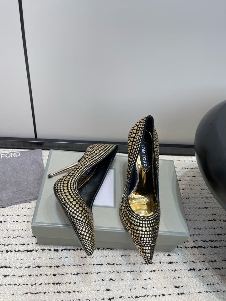 TOM FORD Crystal Embellished Gold Heeled Sandals
