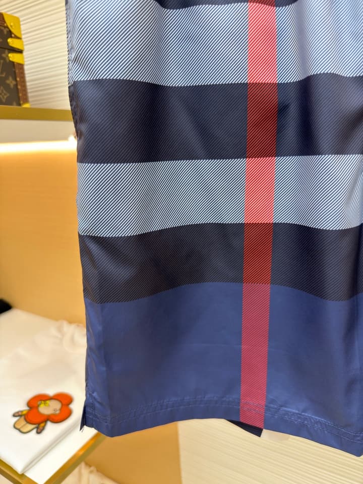 Burberry Classic Check Swim Trunks in Navy Blue