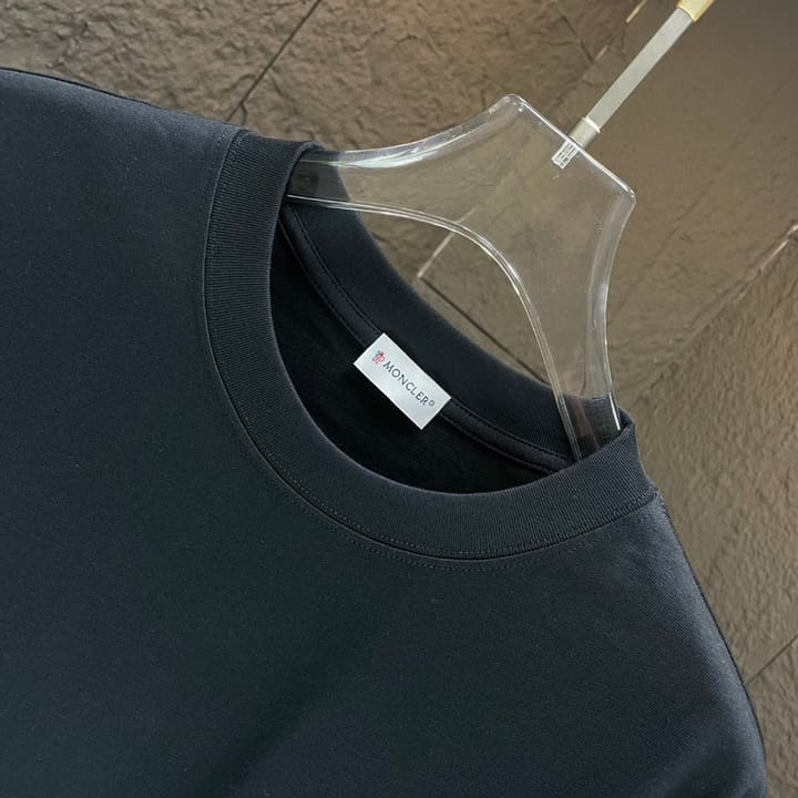 Moncler Cotton Embroidered T-Shirt – 2025 Spring/Summer Collection in Dark Navy Crew Neck With Tonal Logo