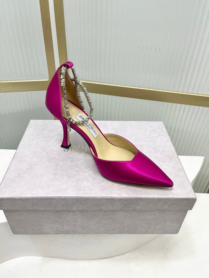 Jimmy Choo Stevie 100 Bow Crystal Silk Heels – 2025SS in Black Silk
