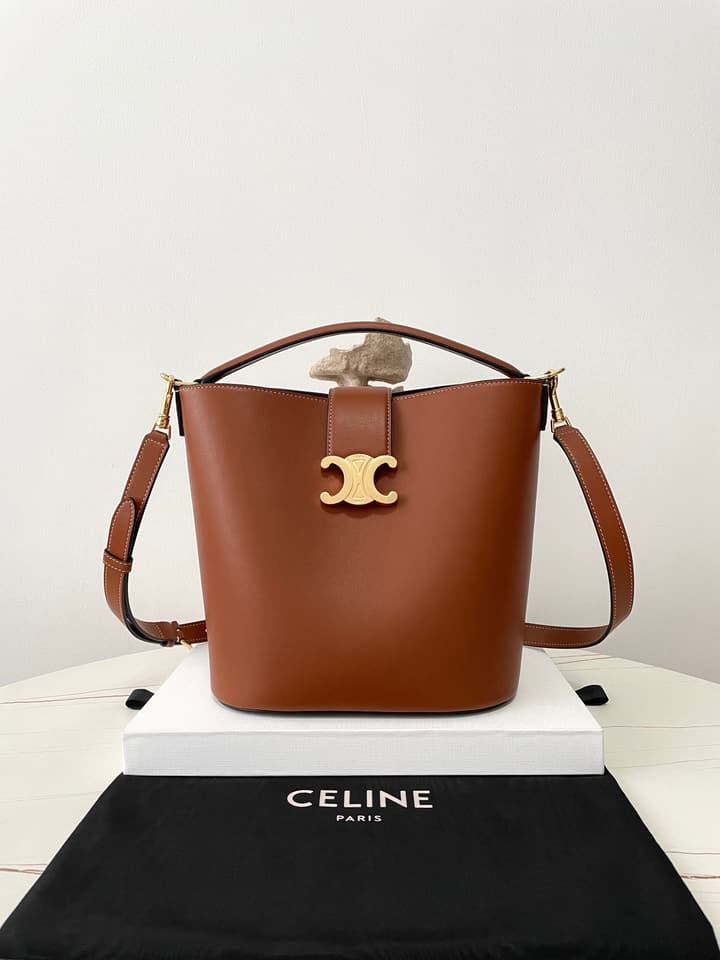 Celine Louise Triomphe Bucket Bag in Black