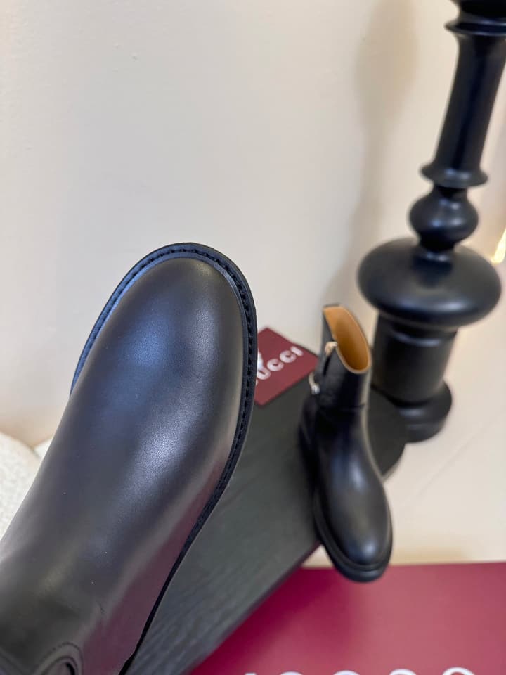 Gucci Runway Suede Boots in Taupe Suede