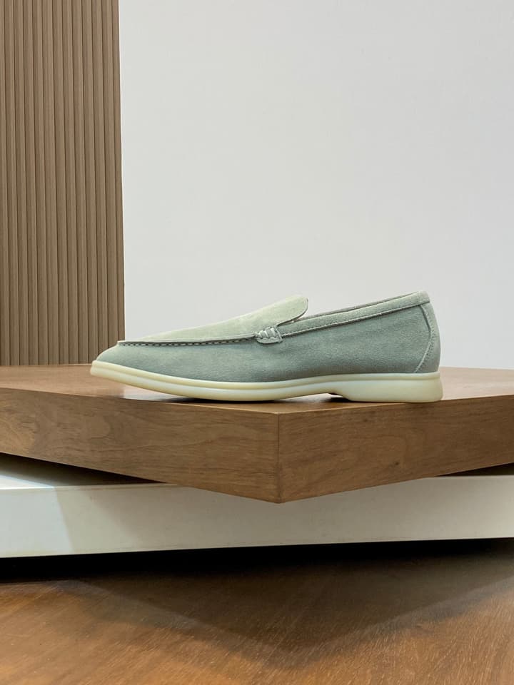 Loro Piana Unisex Suede Leather Loafers in Cream Suede