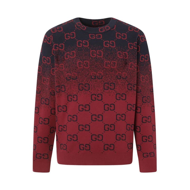 Gucci Logo Knit Crewneck Sweater in Green Gradient Logo Knit