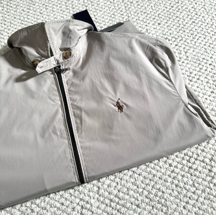 Ralph Lauren Embroidered Pony Harrington Jacket in Apricot White