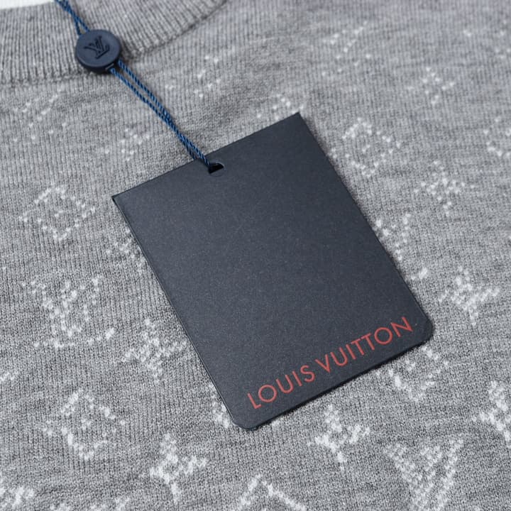 Louis Vuitton Crewneck Jacquard Logo Sweater in Grey Jacquard Sweater