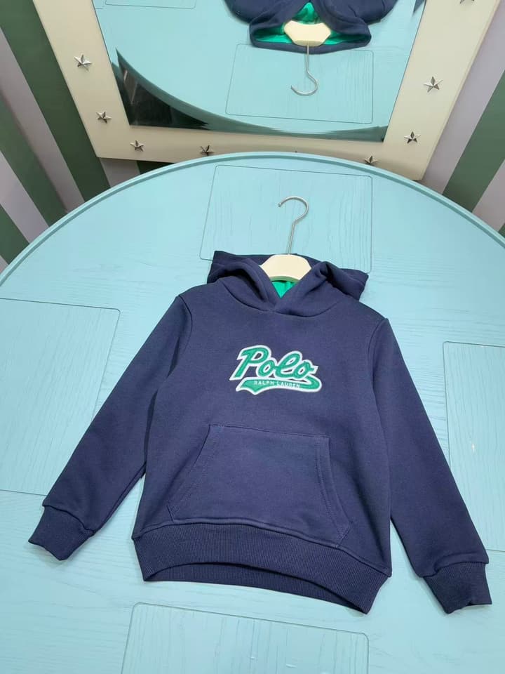 Ralph Lauren Inspired Kids Hooded Sweatshirt – 2025FW – Kids Collection in Burgundy Bear Graphic