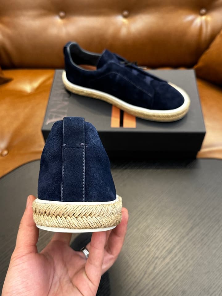 Ermenegildo Zegna Triple Stitch Low-Top Sneakers in Black Suede