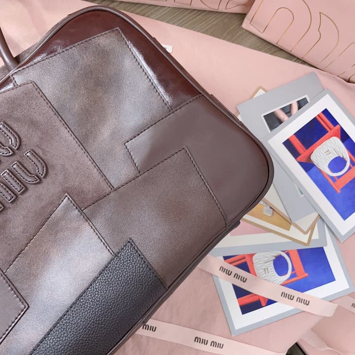 Miu Miu Patchwork Briefcase in Brown Patchwork