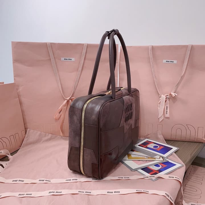 Miu Miu Patchwork Briefcase in Brown Patchwork