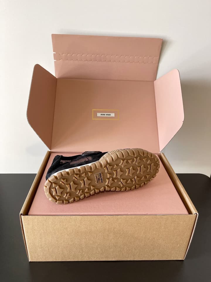 Miu Miu Latest Lace Retro Mary Jane Sneakers in Black