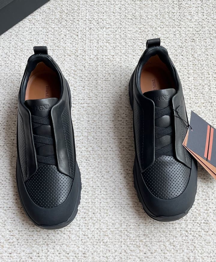 Zegna Triple Stitch™ Monte Perforated Casual Shoes in Black