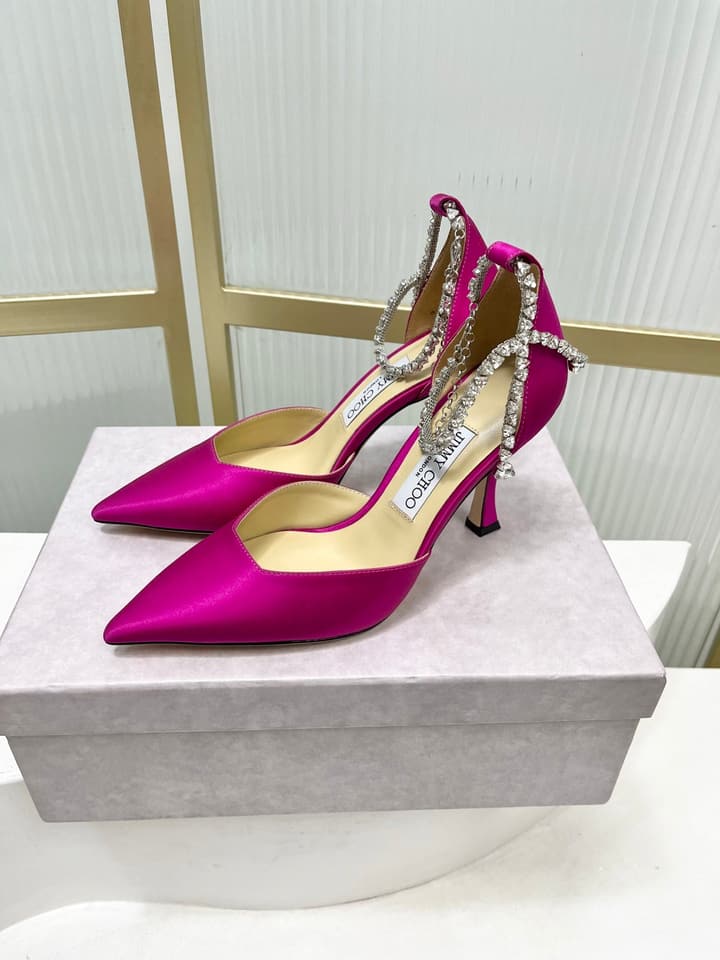 Jimmy Choo Stevie 100 Bow Crystal Silk Heels – 2025SS in Black Silk
