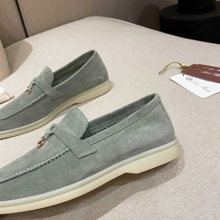 Loro Piana Summer Charms Walk Moccasin Loafers in Black Leather