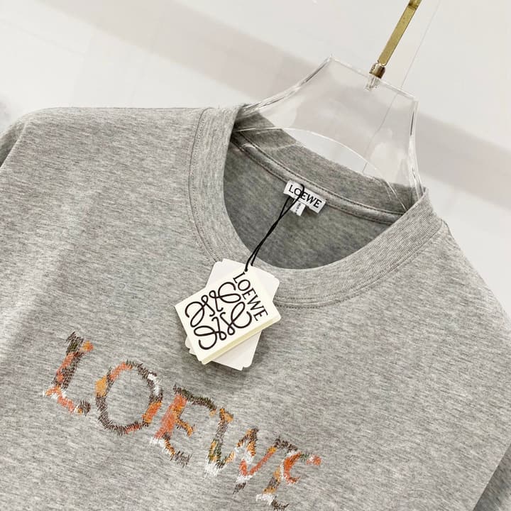 Loewe Rainbow Logo Embroidered Cotton T-Shirt in Classic Black