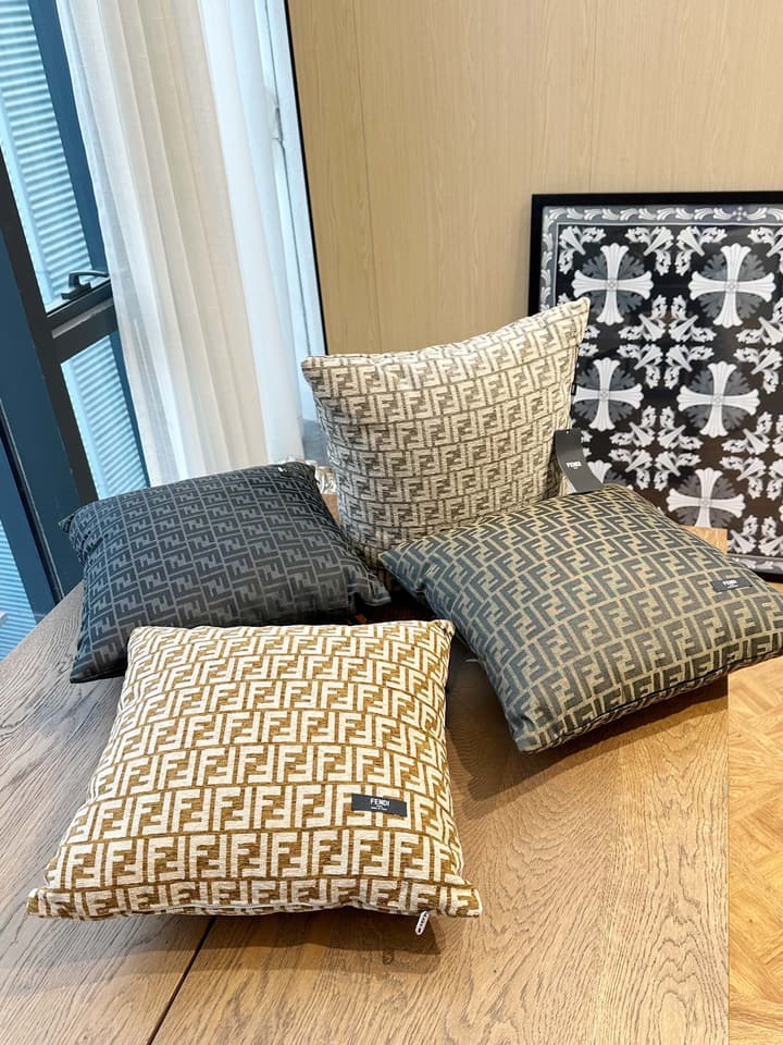 Fendi Casa Monogram Houndstooth Pillow in Dark Grey
