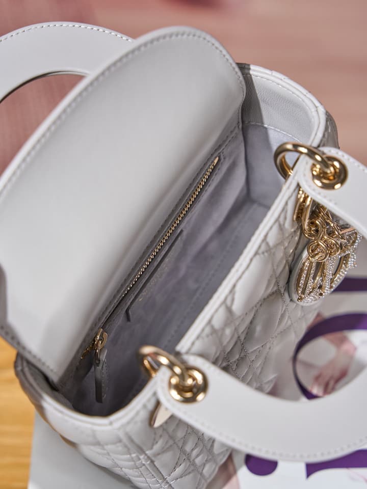 Dior Classic Lady Lambskin Handbag in Blush Pink