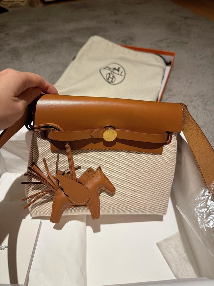 Hermès Herbag 20 Mini Canvas Woven Handbag