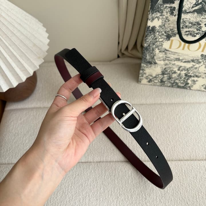 Dior Reversible Calfskin CD Buckle Belt in Black/burgundy With Gold Hardware