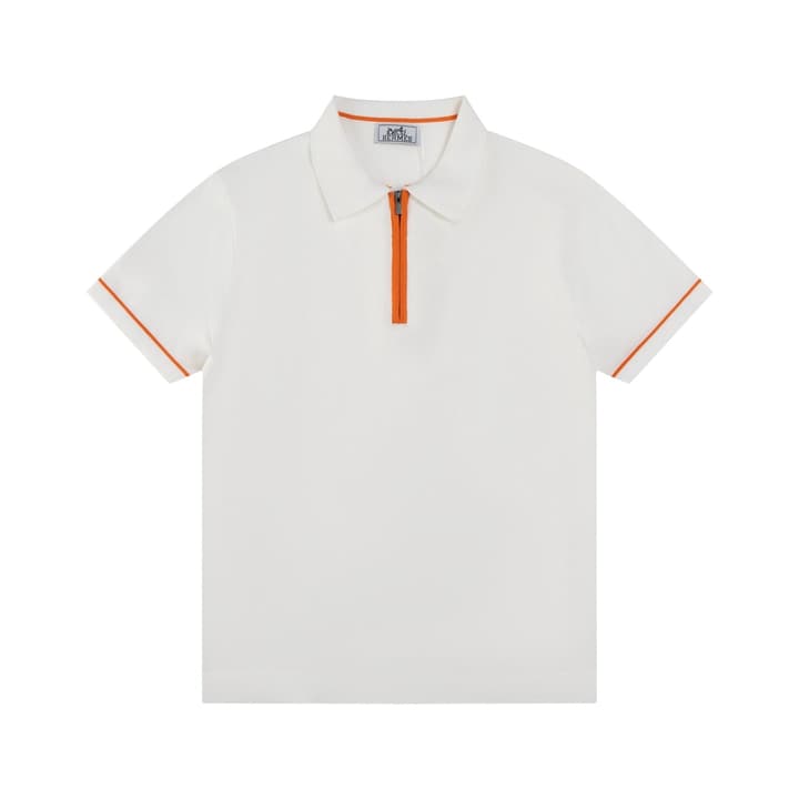 Hermès Retro Knitted Polo Shirt – SS24 in Black Polo With Orange Placket