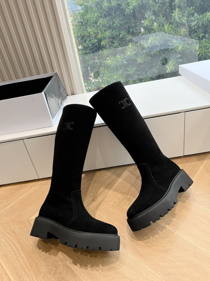 Celine Triomphe Knee-High Boots – 2023 Autumn/Winter Collection in Black