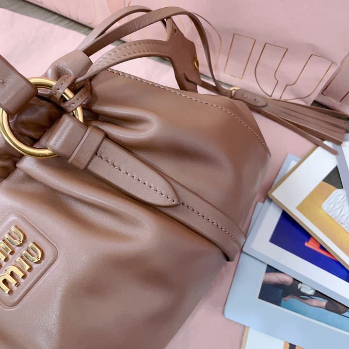 Miu Miu Tassel Drawstring Bucket Bag – New Collection in Black