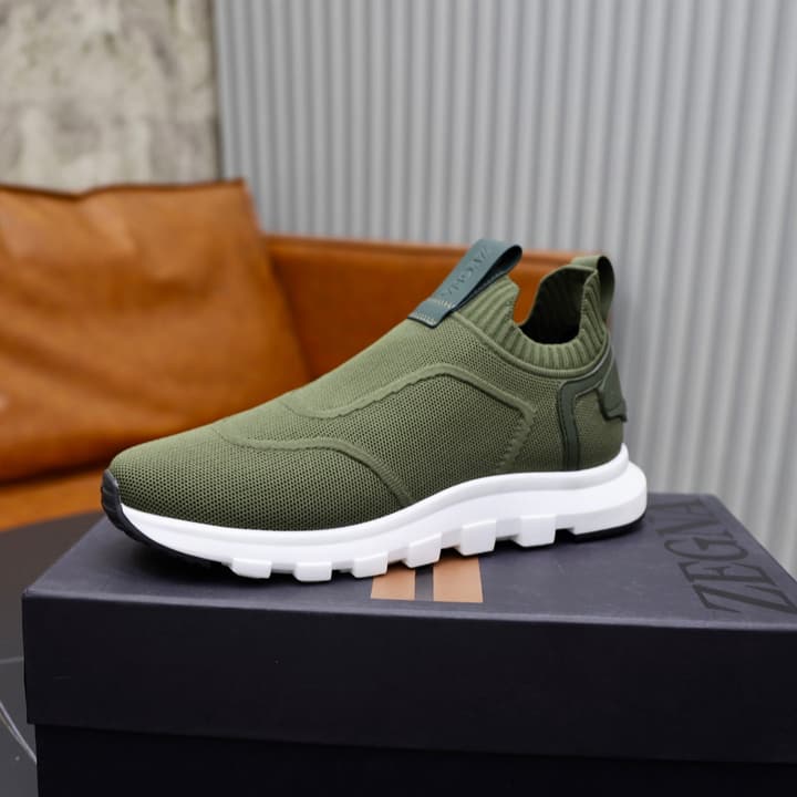 Zegna Flyknit Sneakers in Solid Black Knit