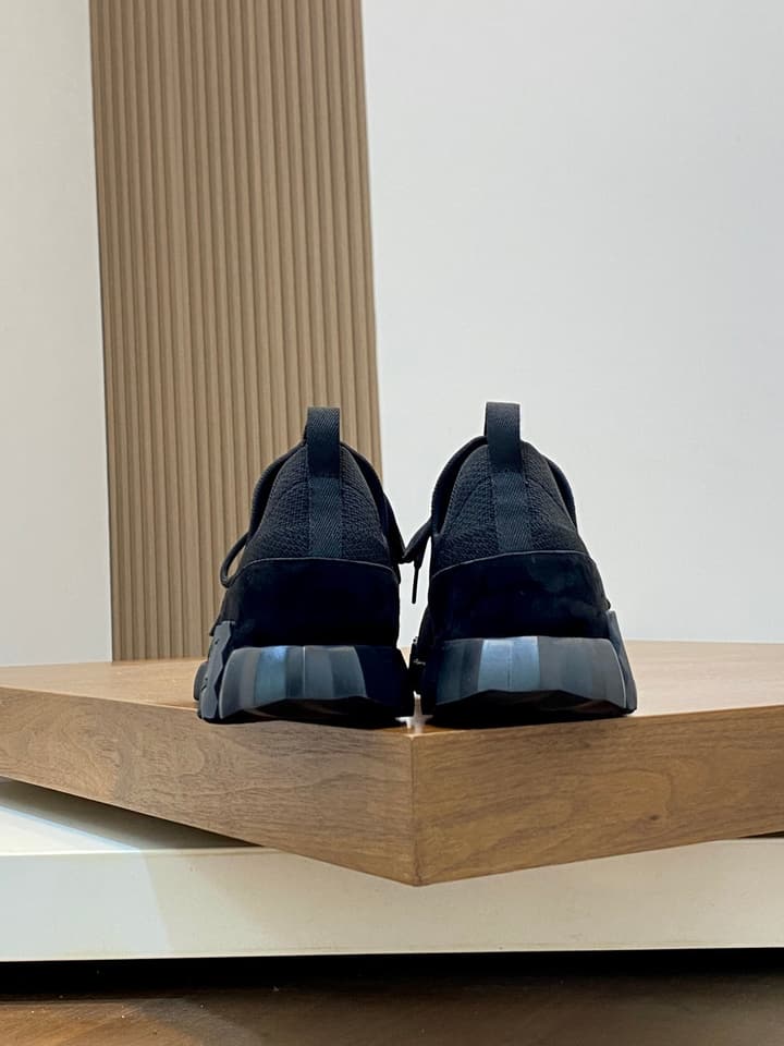 Hermès Suede and Denim Canvas Sneakers in Black And White
