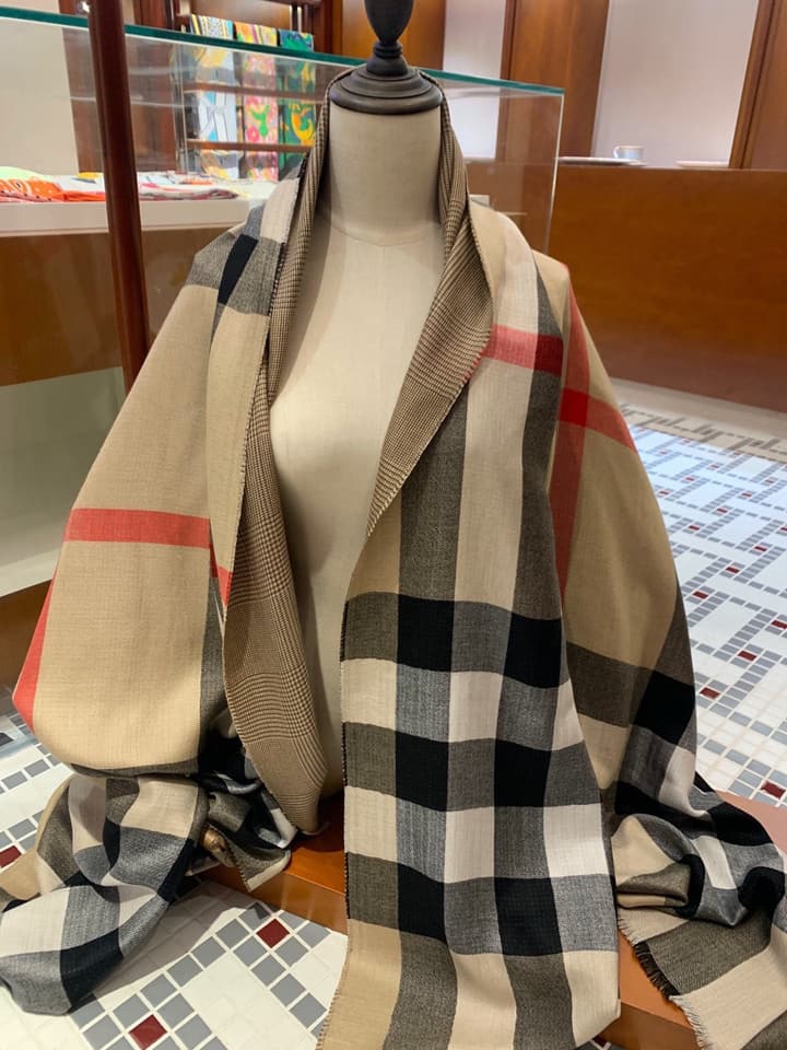 Burberry Reversible Plaid Cashmere Shawl