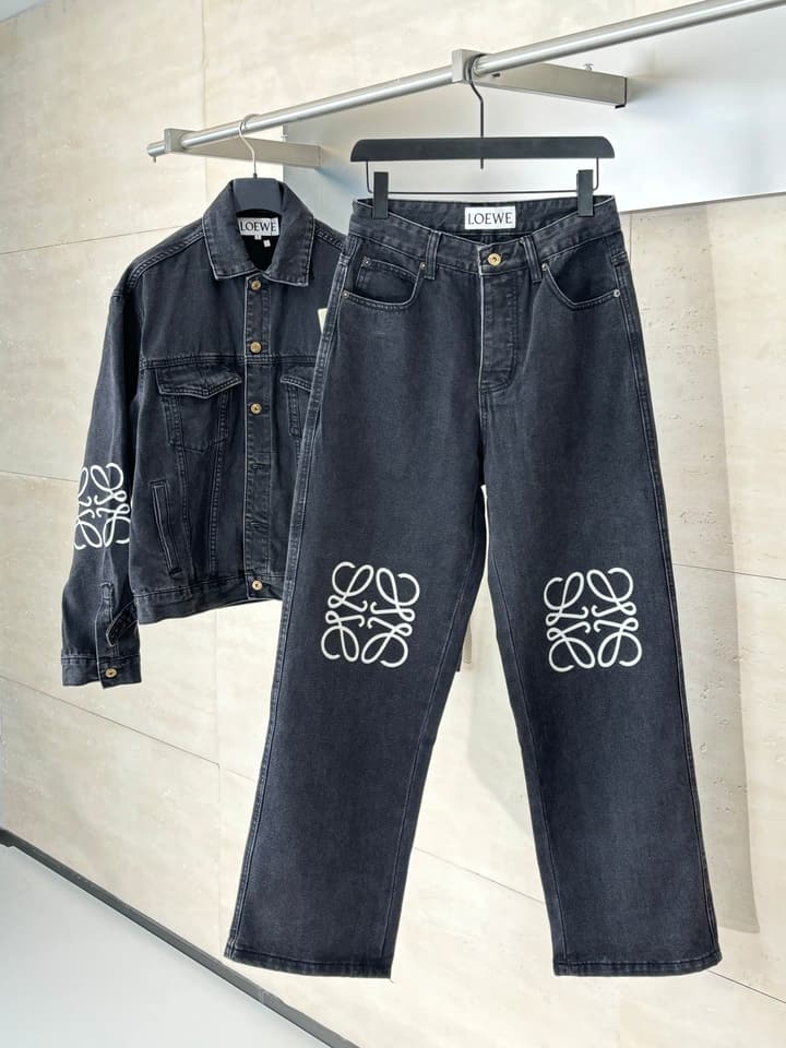 Loewe Anagram Denim Embroidered Trousers – 24FW in Washed Black