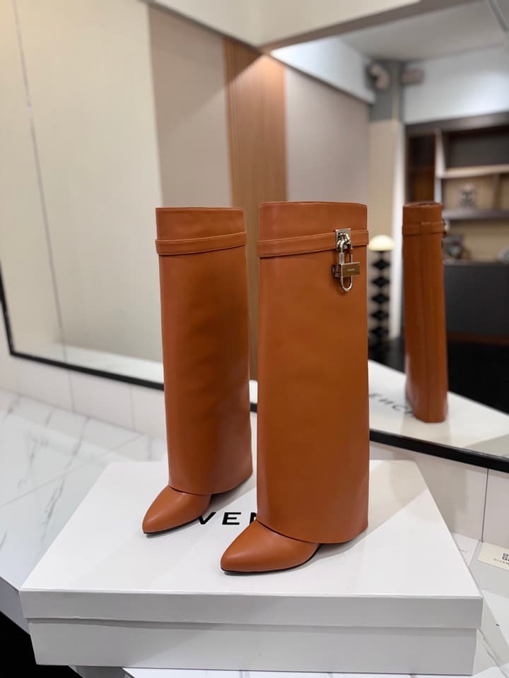 Givenchy Lock Detail Knee-High Boots – 2024 SS in Black Leather