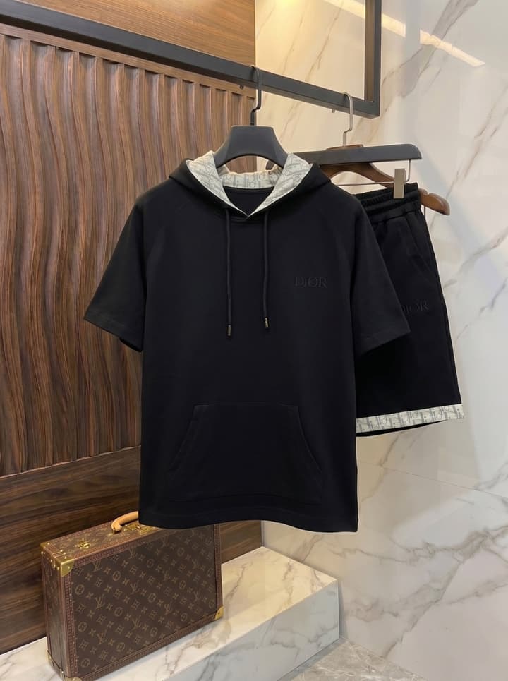 Dior 2026 Summer Unisex Air Layer T-Shirt and Shorts Set – 2026SS in Black