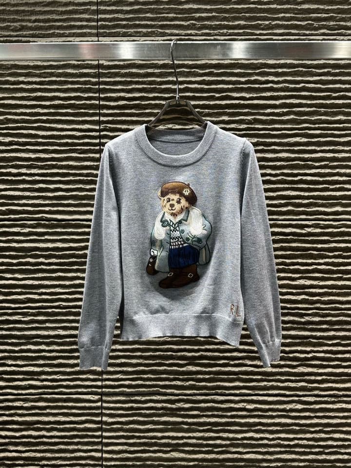 Ralph Lauren RL Bear Heavy Embroidery Knit Sweater in Classic Black