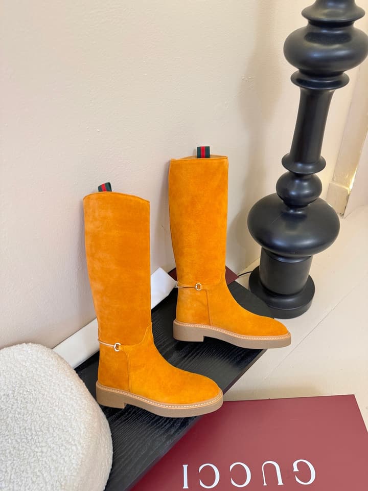 Gucci Runway Velvet Boots in Black Suede