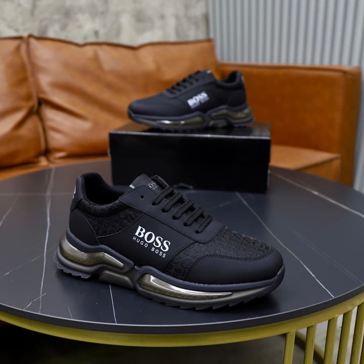 Boss Men's Knit Sport Sneakers in Grey