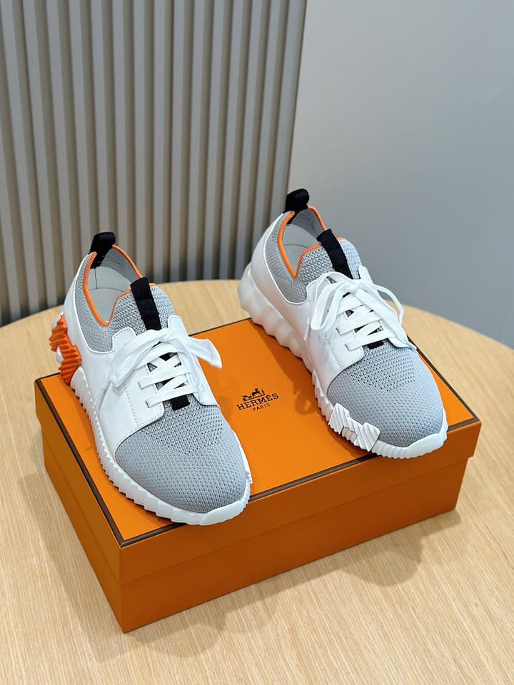 Hermès Bouncing Sneakers in Black And White Color Block