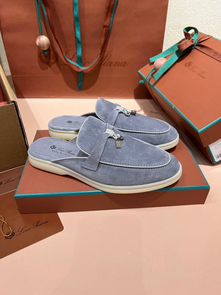 Loro Piana Women's Mules in Aqua Blue Suede