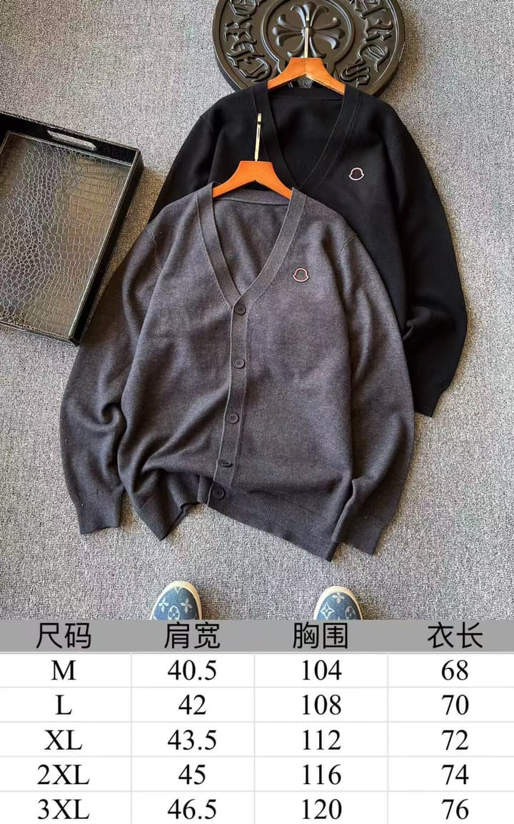 Moncler Merino Wool Knitted Cardigan in Black