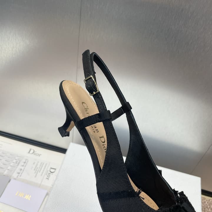 Dior J'Adior Adiorble Tassel Bow Pearl Heeled Sandals – 2024 Spring/Summer Collection in Black Velvet Front