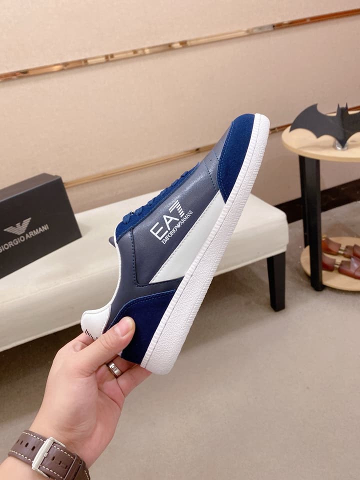 Armani Italian Leather Luxury Sneakers – New Collection in Bright Red