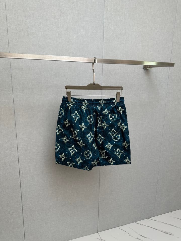 Louis Vuitton Men's Casual Beach Shorts – 2025SS in Grey Abstract Floral