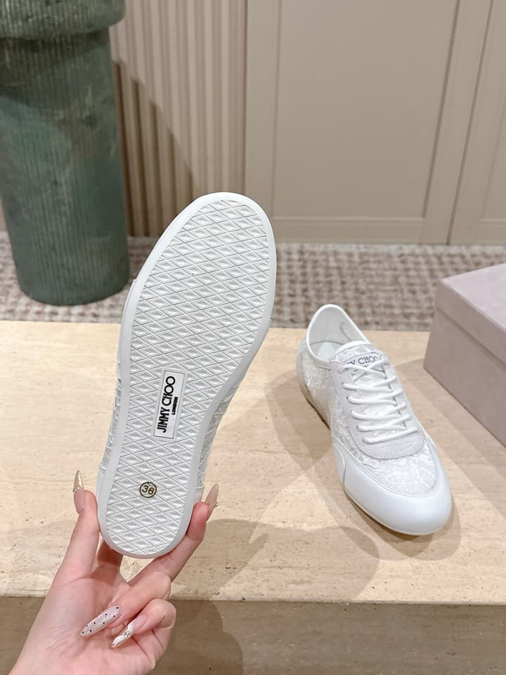 Jimmy Choo Diamond Lace Sneakers in Black Lace
