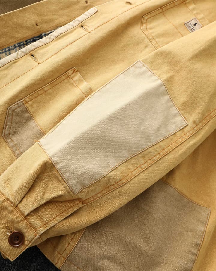 Ralph Lauren Barn Washed Distressed Jacket – 2025 Spring New in Classic Mustard Tan