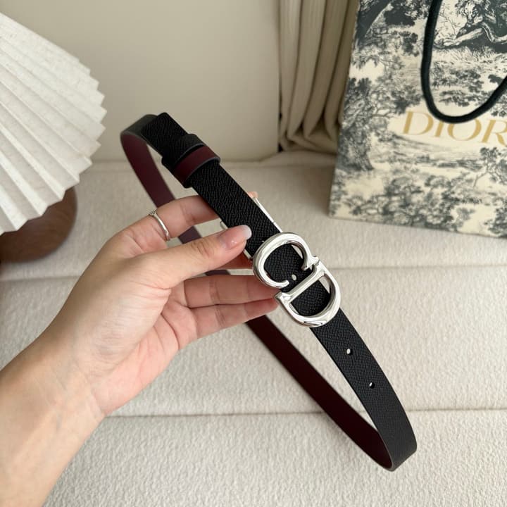 Dior Reversible Calfskin CD Buckle Belt in Black/burgundy With Gold Hardware